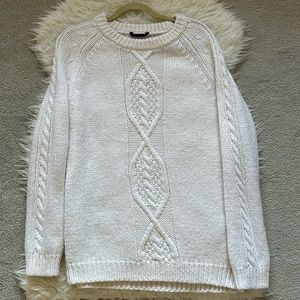 NWOT Danier White Cable Knit Long Sweater w/Side Zippers - Small